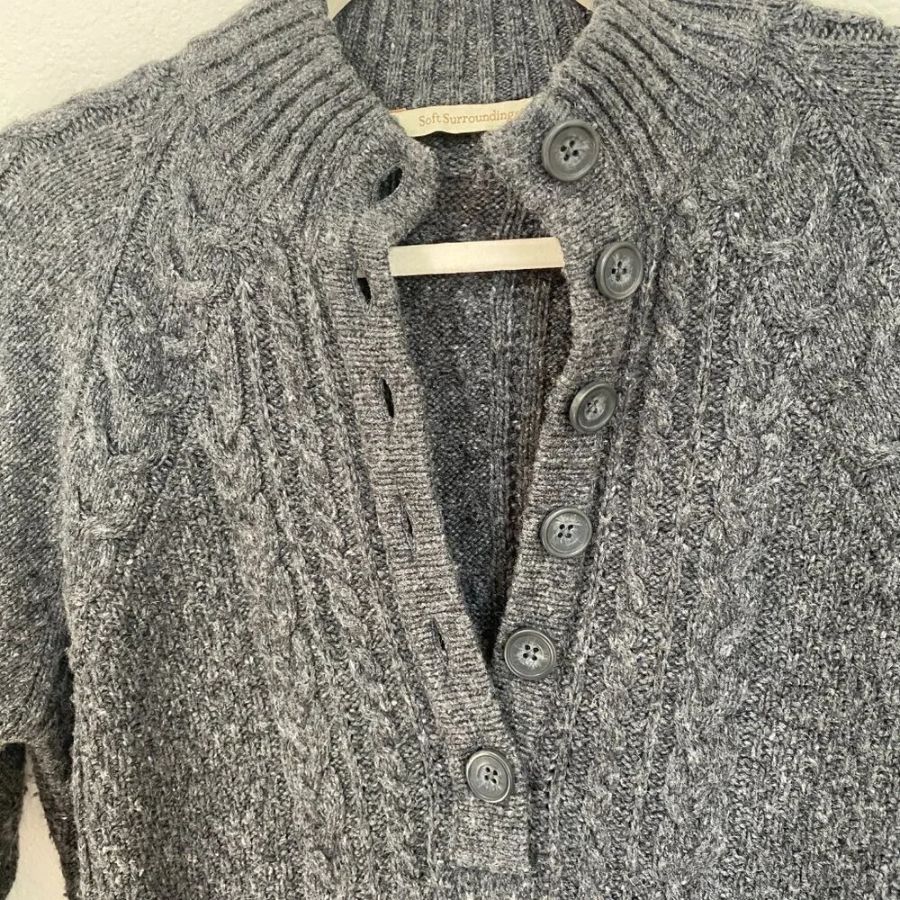 Soft Surroundings Gray Longline Popover Cable Knit Tunic Sweater - Picture 7 of 8